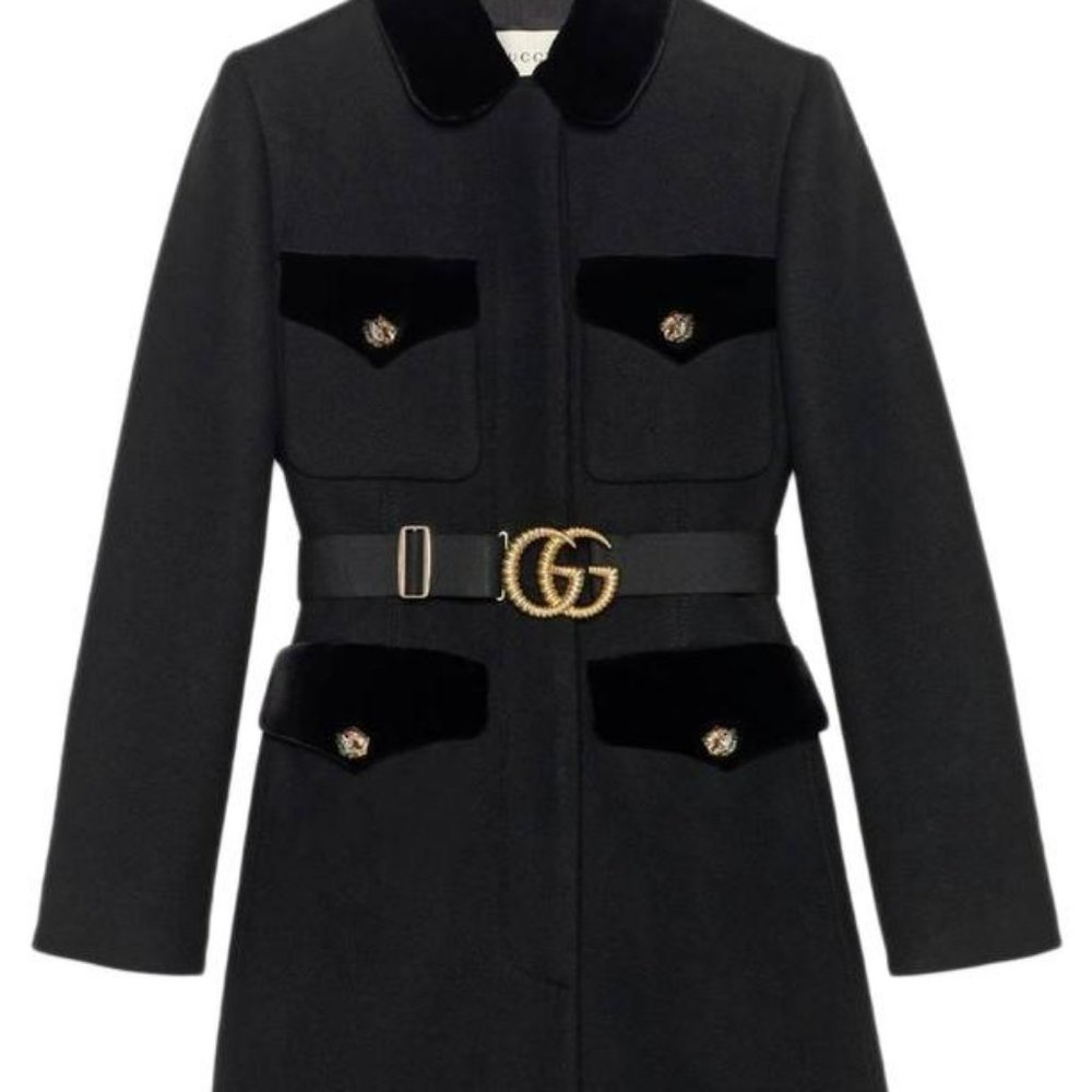 Gucci Sz 38 XS 2020 Cruise Wool Velvet Logo Coats - Picture 1 of 11